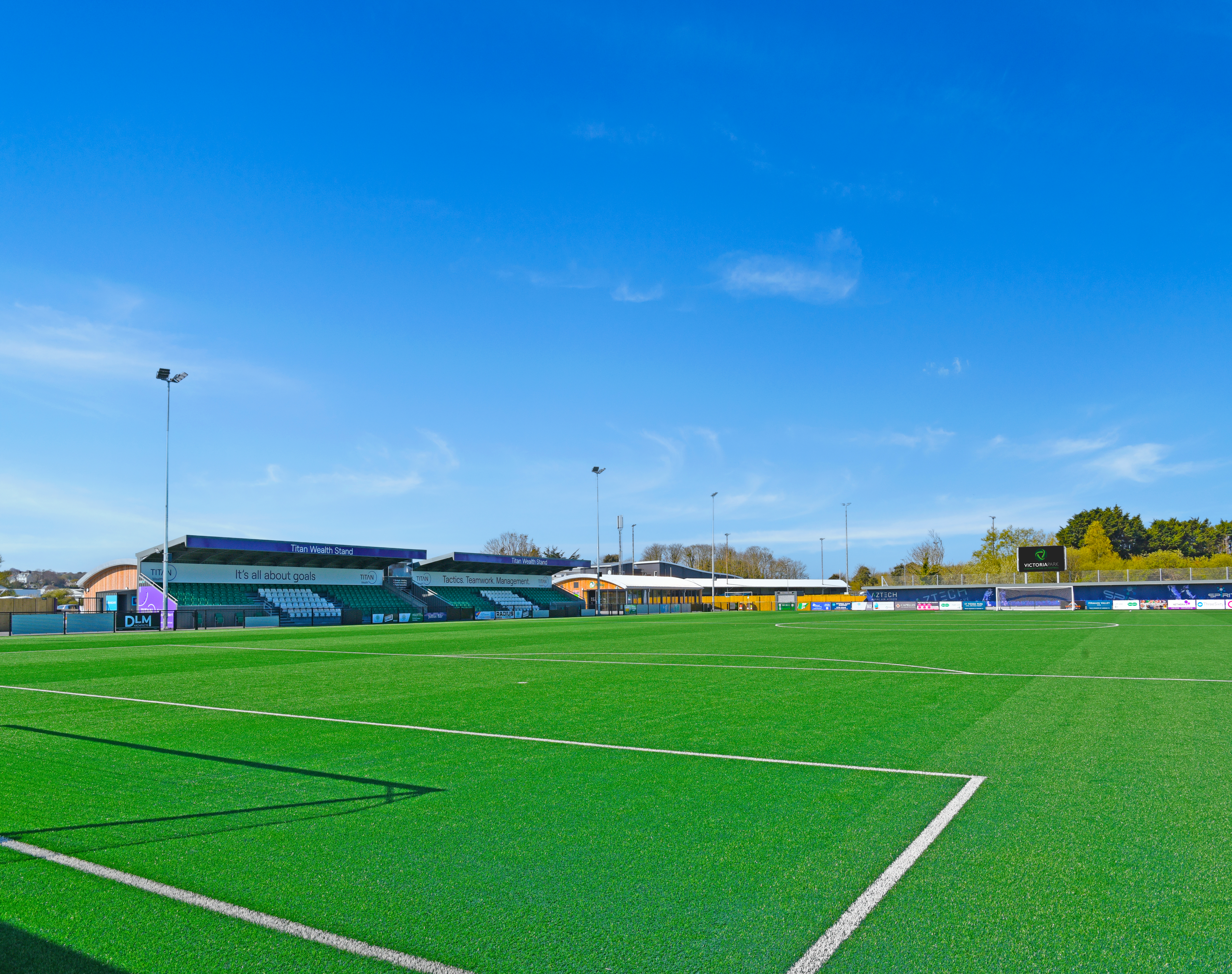 Wide shot of VP pitch on sunny day