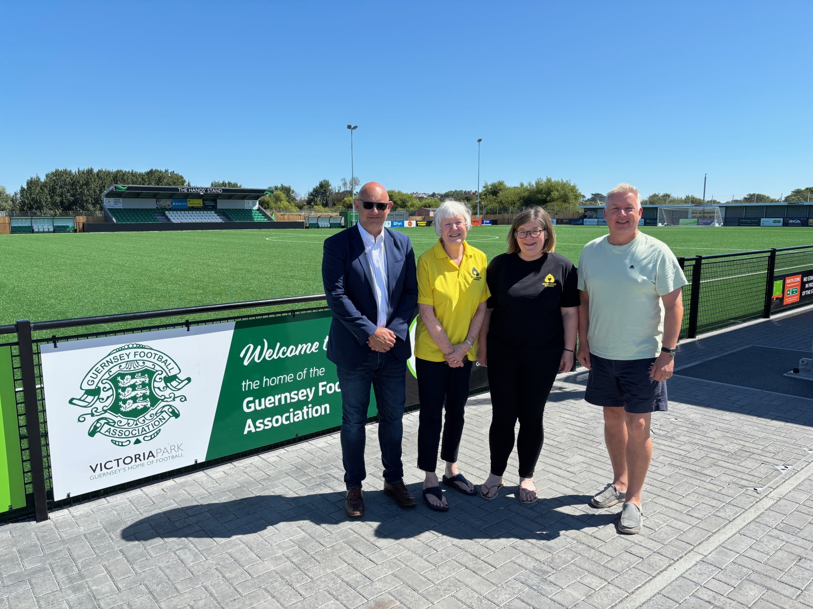 The Chairty team Photo caption (L-R): Neale Jehan, Business Beats Cancer; Anne Brouard and Francesca Brouard, Bowel Cancer Guernsey; Rob Jones, Victoria Park.