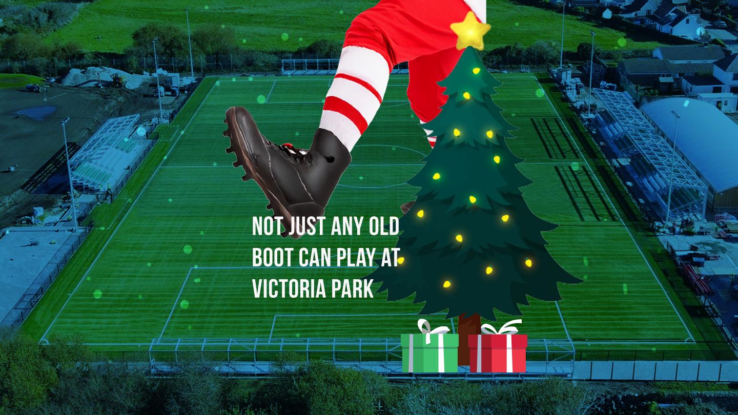 Santa's boot over the pitch 