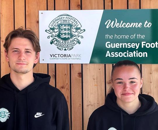 Photo of Seb and Aimee stood outside of the GFC building
